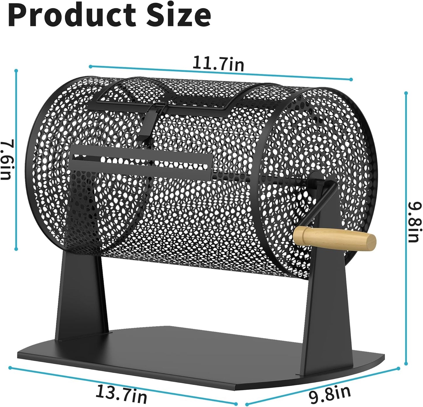 Professional Raffle Drum with Wooden Handle, Capacity for 2500 Tickets (Black)