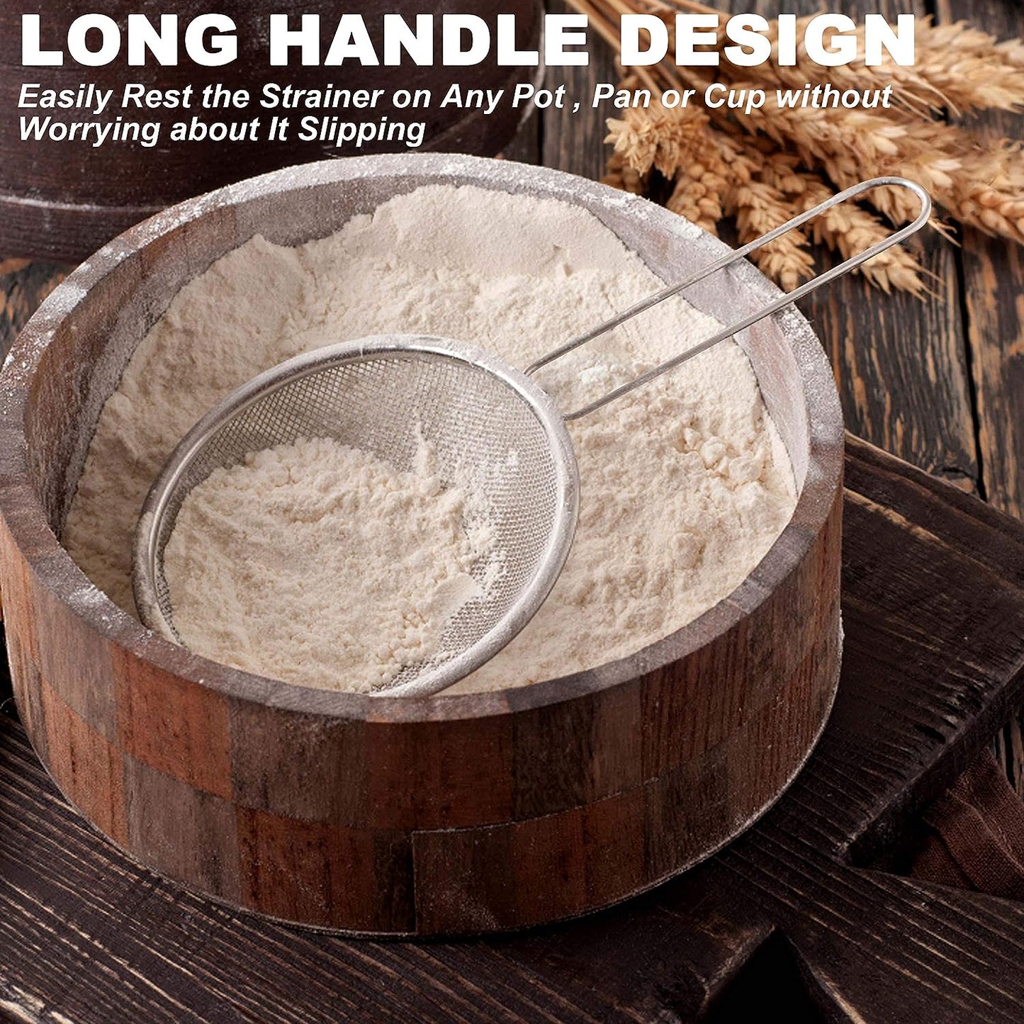 Fine Mesh Strainers - Premium Stainless Steel Colander Sieve Sifters, with Durable Mesh and Sturdy Handle, Excellent for Sifting Dry Ingredients, Flour, Pastas, Rice, Tea (2.8"+4.73"+7.09")