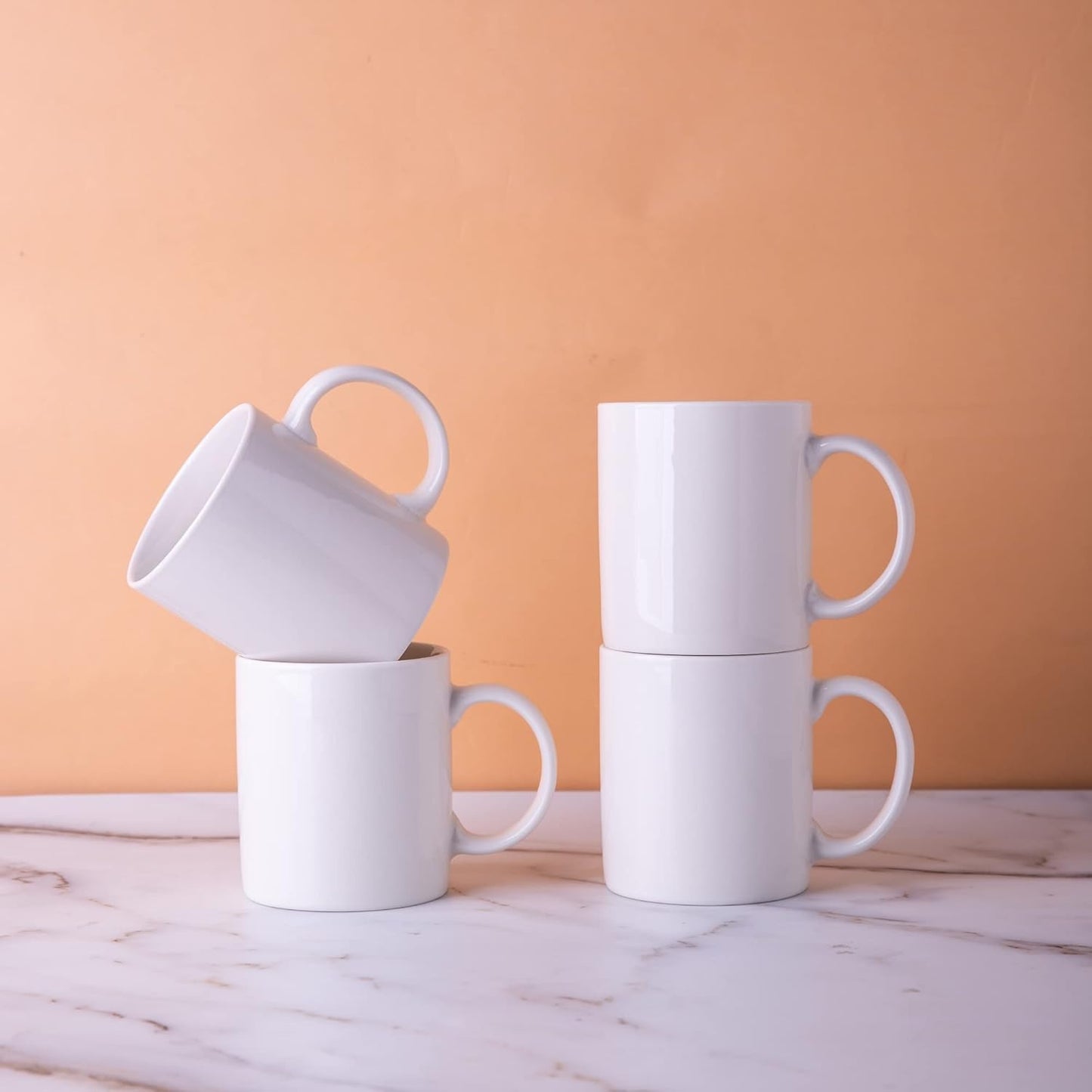 12 oz Off-White Ceramic Coffee Mugs Set of 12 with Large Handle, Lightweight and Dishwasher & Microwave Safe, Ideal for Latte, Cappuccino, Cocoa, and Milk