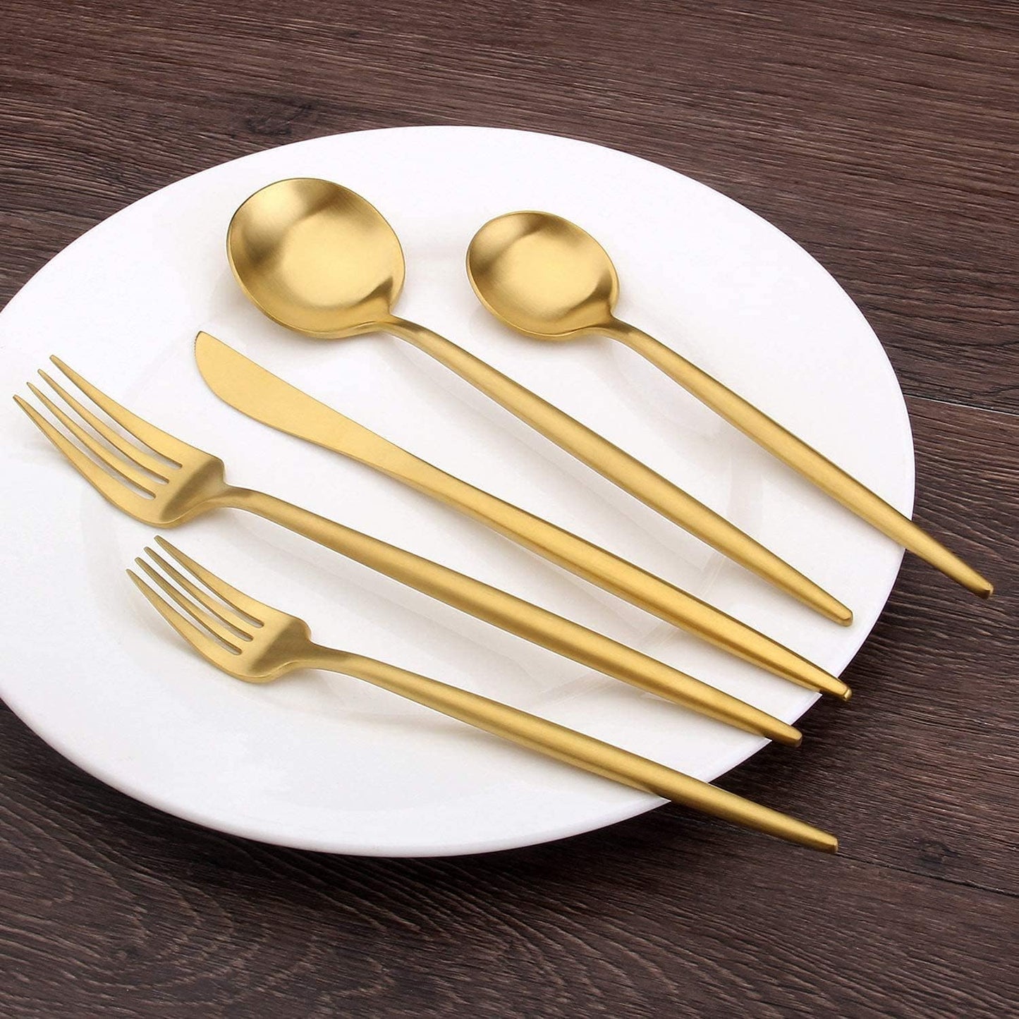 Matte Gold Silverware Set, 30-Piece Stainless Steel Satin Finish Flatware Set Service for 6, Kitchen Utensil Set, Tableware Cutlery Set for Home and Restaurant…