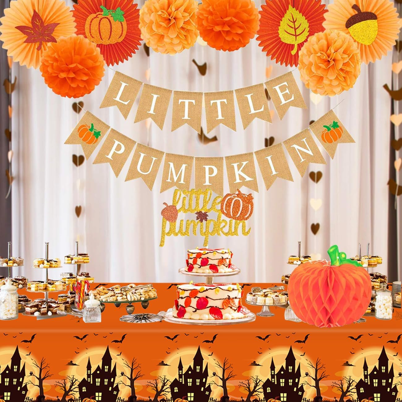3 Packs Orange Halloween Tablecloth 54 X 108 Inches Scary Castle Ghost Pumpkin Table Cloth Disposable Waterproof Plastic Bat Spider Web Table Cover Trick or Treat for Halloween Party Dining