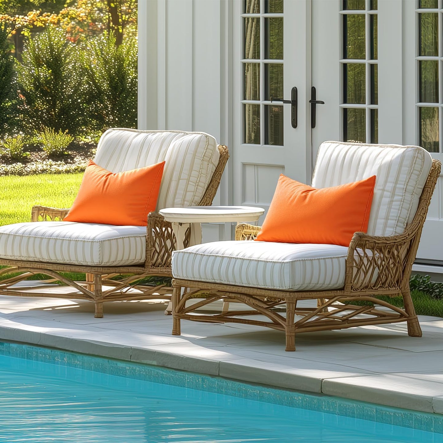 Outdoor Pillow Covers Orange Waterproof Fall Decorative Patio Throw Pillow Covers Fade Resistant for Furniture Tent Couch Sofa Living Room Pack of 2 Spring Summer Pillowcases 12X20 Inch