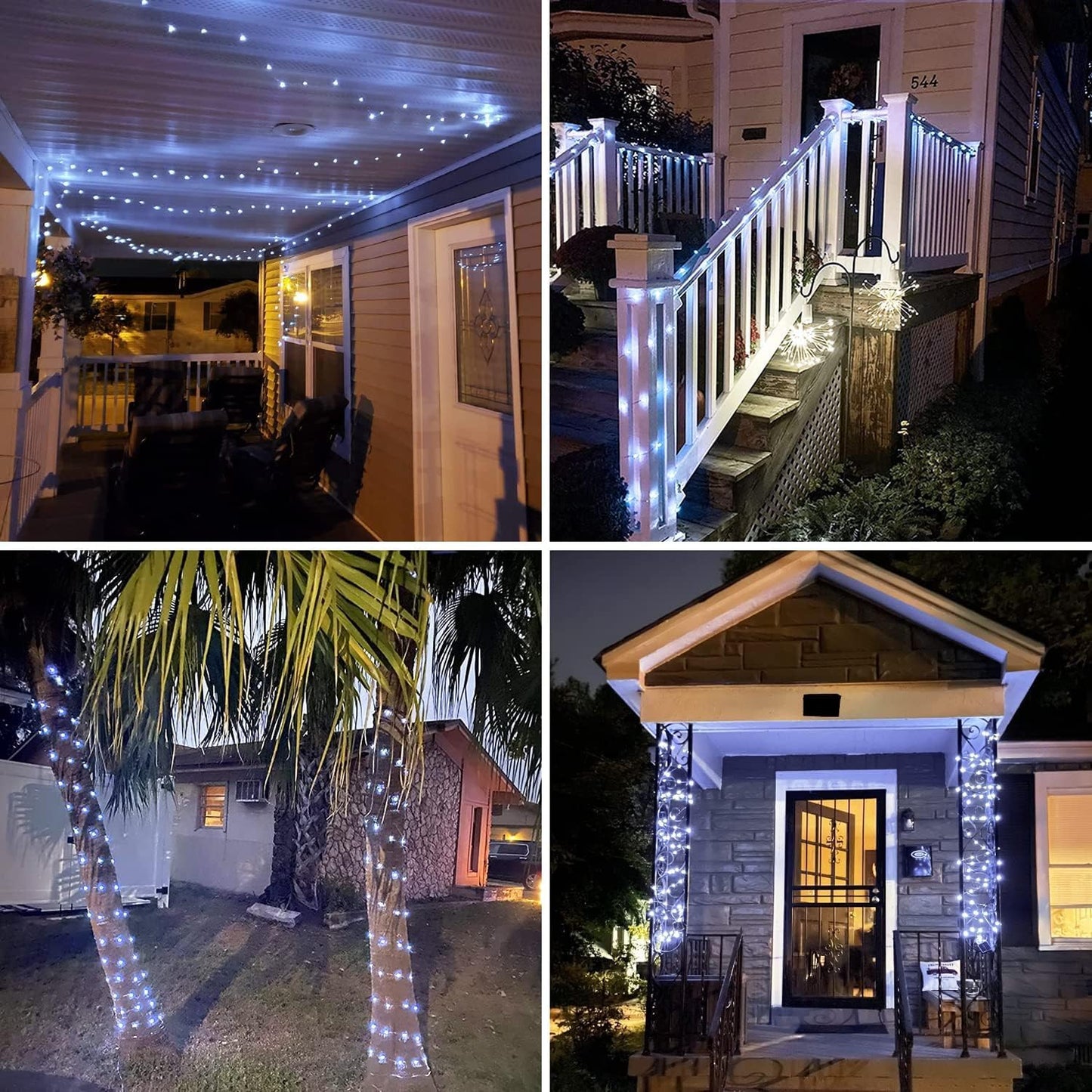 2 Pack Solar String Lights Outdoor Waterproof, Each 33FT 100 LED Solar Lights Outdoor, 8 Modes White Fairy Light for outside Yard Tree Patio Garden Wedding Christmas Decorations