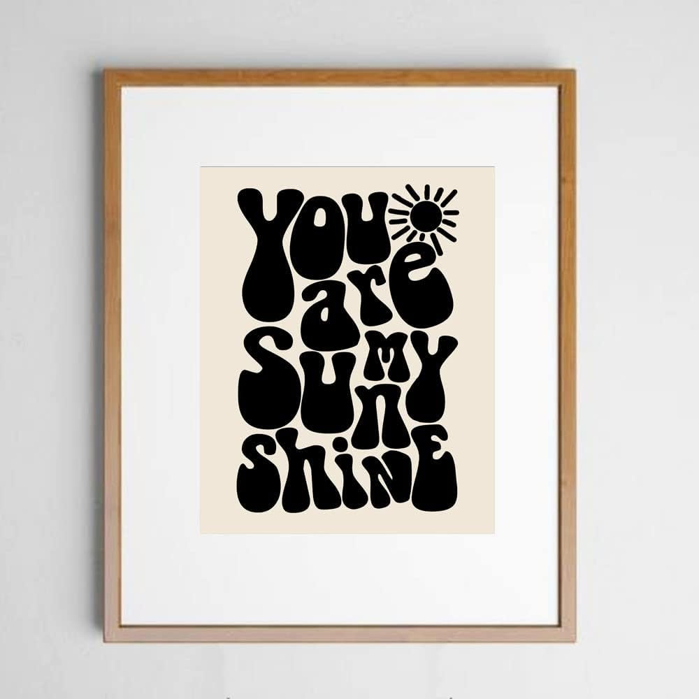 You Are My Sunshine Wall Art, Baby Shower Gift, Baby Room Decor, Sun Nursery Art, Cute Baby Wall Art, Newborn Baby Gift, Black and White, Unframed (11X14 INCH)