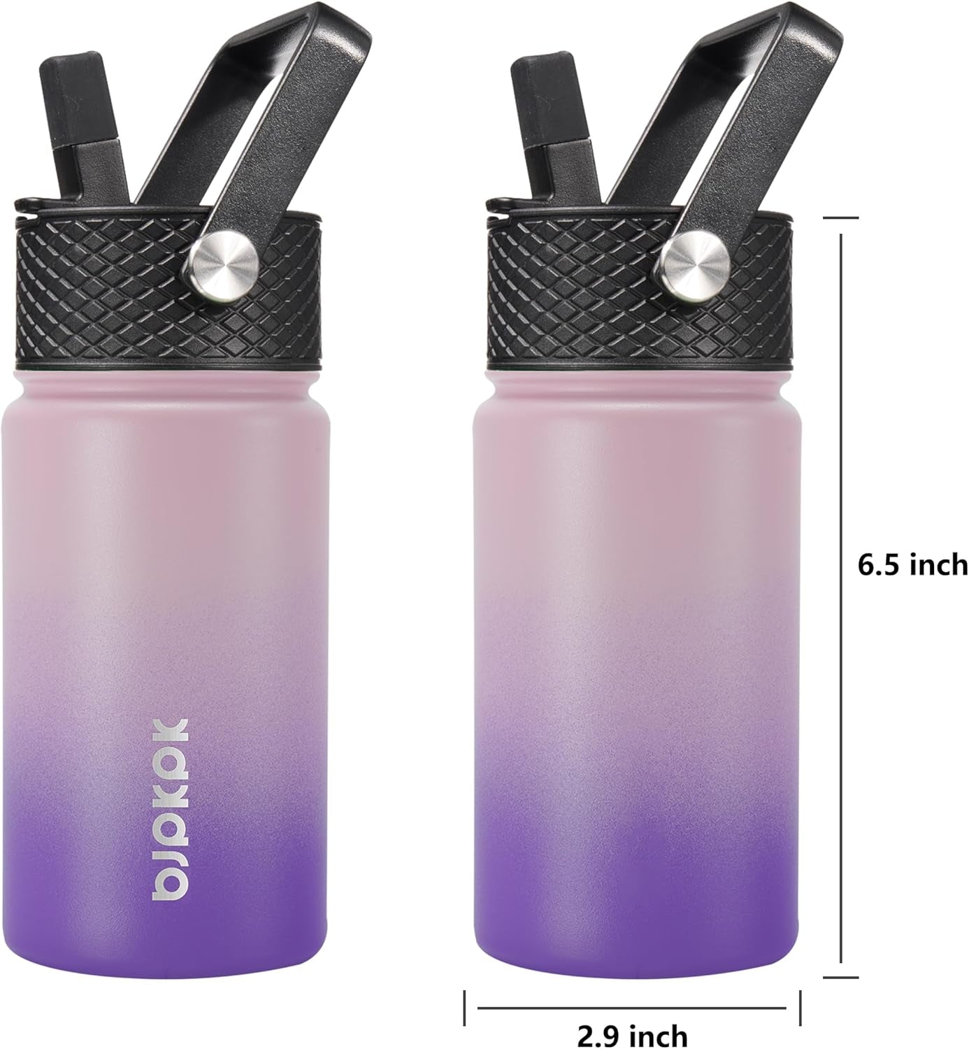 Water Bottle with Straw Lid, 15 Oz Insulated Water Bottle, Stainless Steel Metal Water Bottles, Reusable Leak Proof BPA Free Thermo, Flask, Cups,Violet