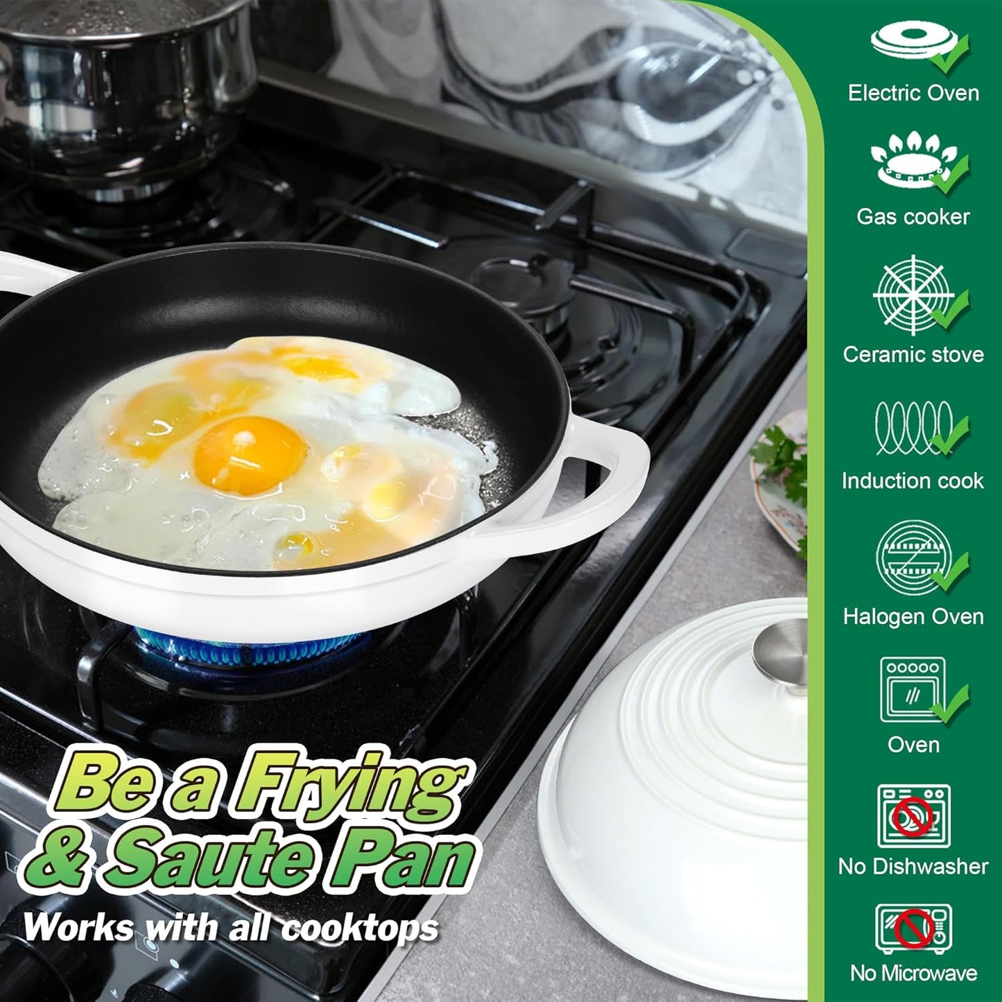 Dutch Oven for Bread Baking, 5.5 Quart Enameled Cast Iron Bread Oven with Lid, round Bread Pan for Homemade Sourdough Baking, Easy to Clean & Dome Lid, White