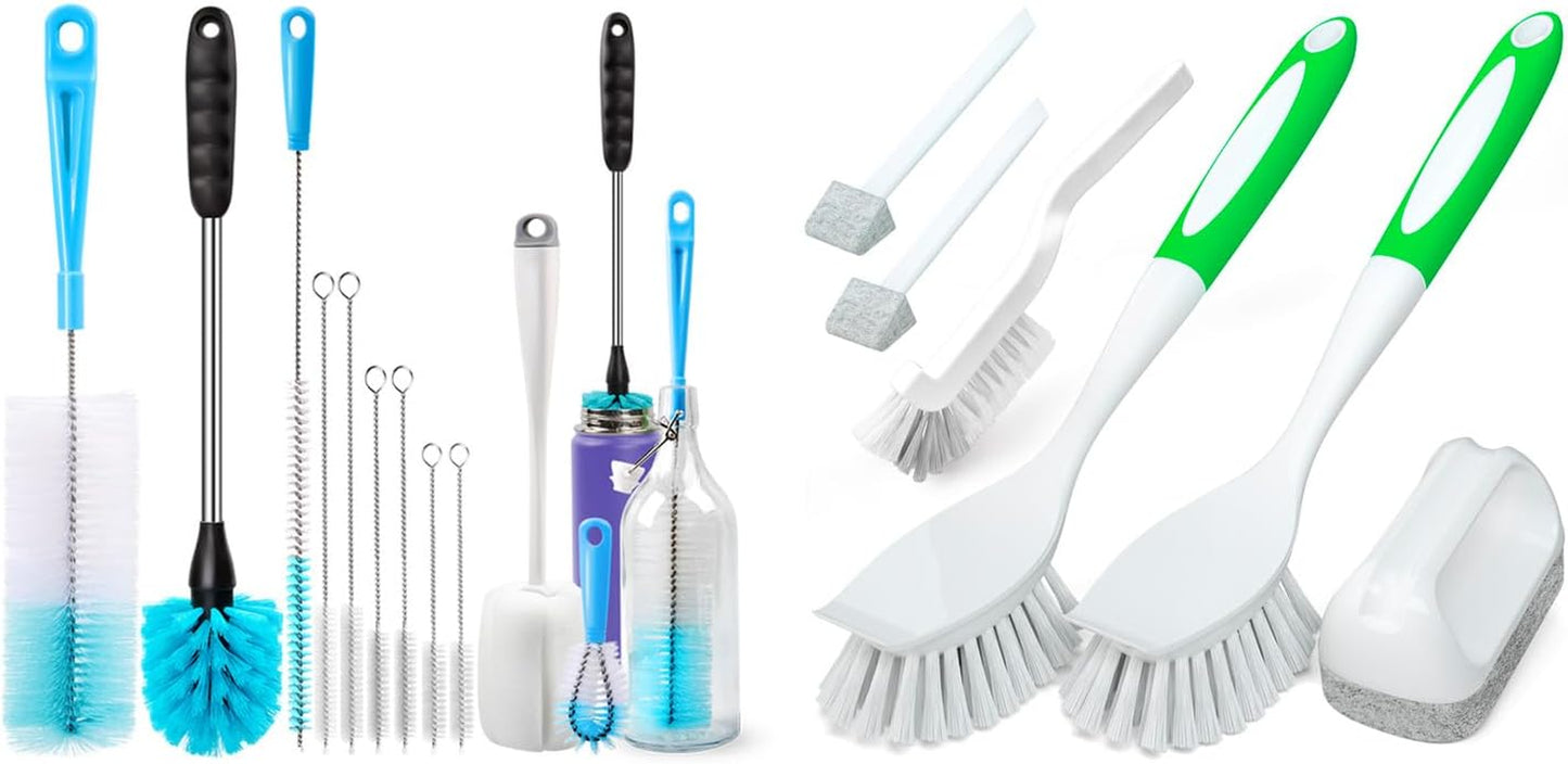 11 Pack Bottle Brush Set & 6 Pack Kitchen Brush Set