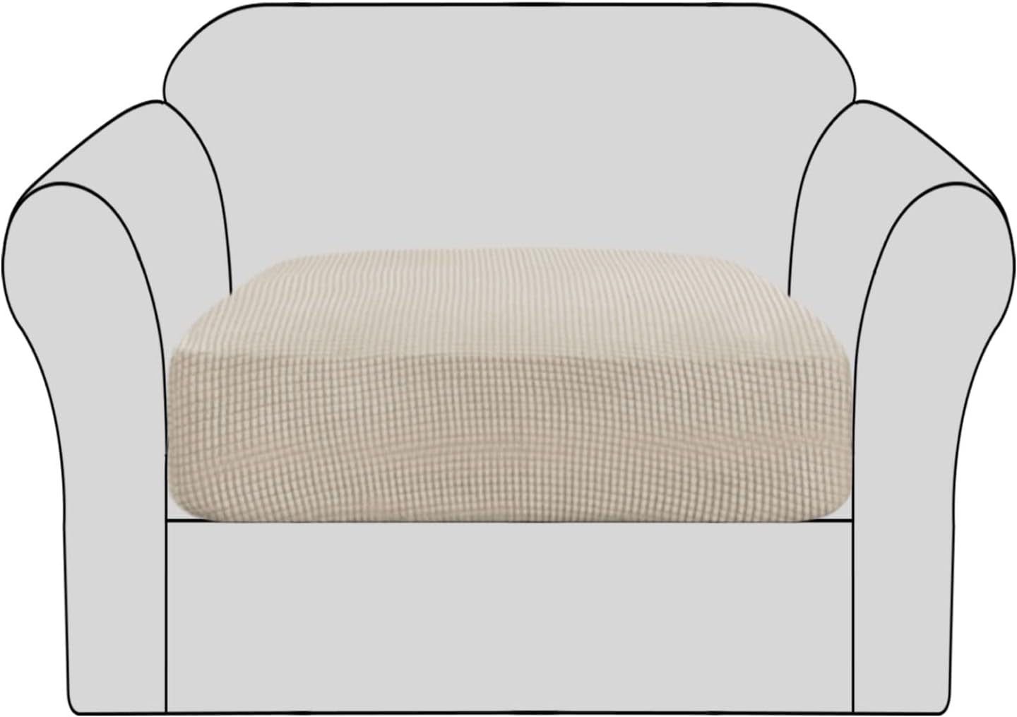 Stretch Couch Cushion Covers Individual Seat Sofa Chair Slipcovers Cushion Protector Cover Featuring Jacquard Textured Twill Fabric(1 Cushion Chair Cover, Island Fossi)
