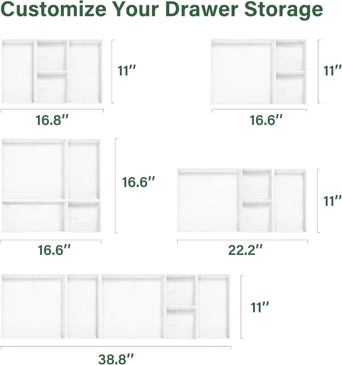 16 Pack Drawer Organizer Clothes, Dresser Drawer Organizers for Clothing Fabric Foldable Closet Organizers and Storage Bins for Baby Clothes, Nursery, Underwear, Bras, Socks