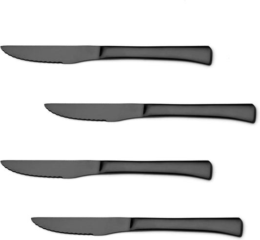 SHARECOKK Steak Knives Set of 4 - Stainless Steel Serrated Steak Knives, Kitchen Steak Knife Set, Dishwasher Safe