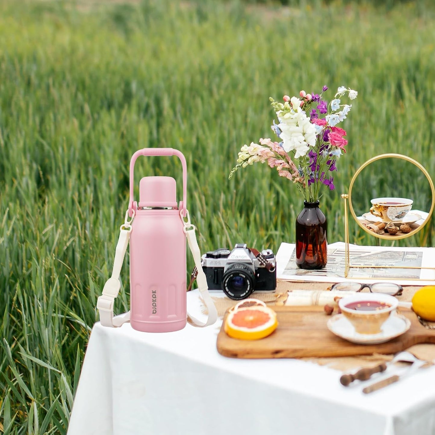 27Oz Insulated Thermal Water Bottle with Lid and Carry Handle BPA Free Stainless Steel Water Bottles for School,Army Green