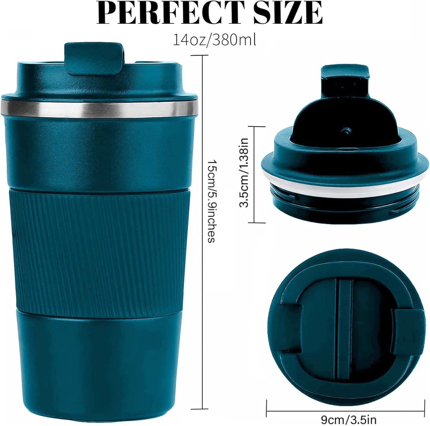 Travel Coffee Mug 14Oz Pink + Black, Gift Set Insulated Spill Proof Leak Proof Portable to Go Camping Stainless Steel Coffee Tumbler Reusable Coffee Cups with Lids…