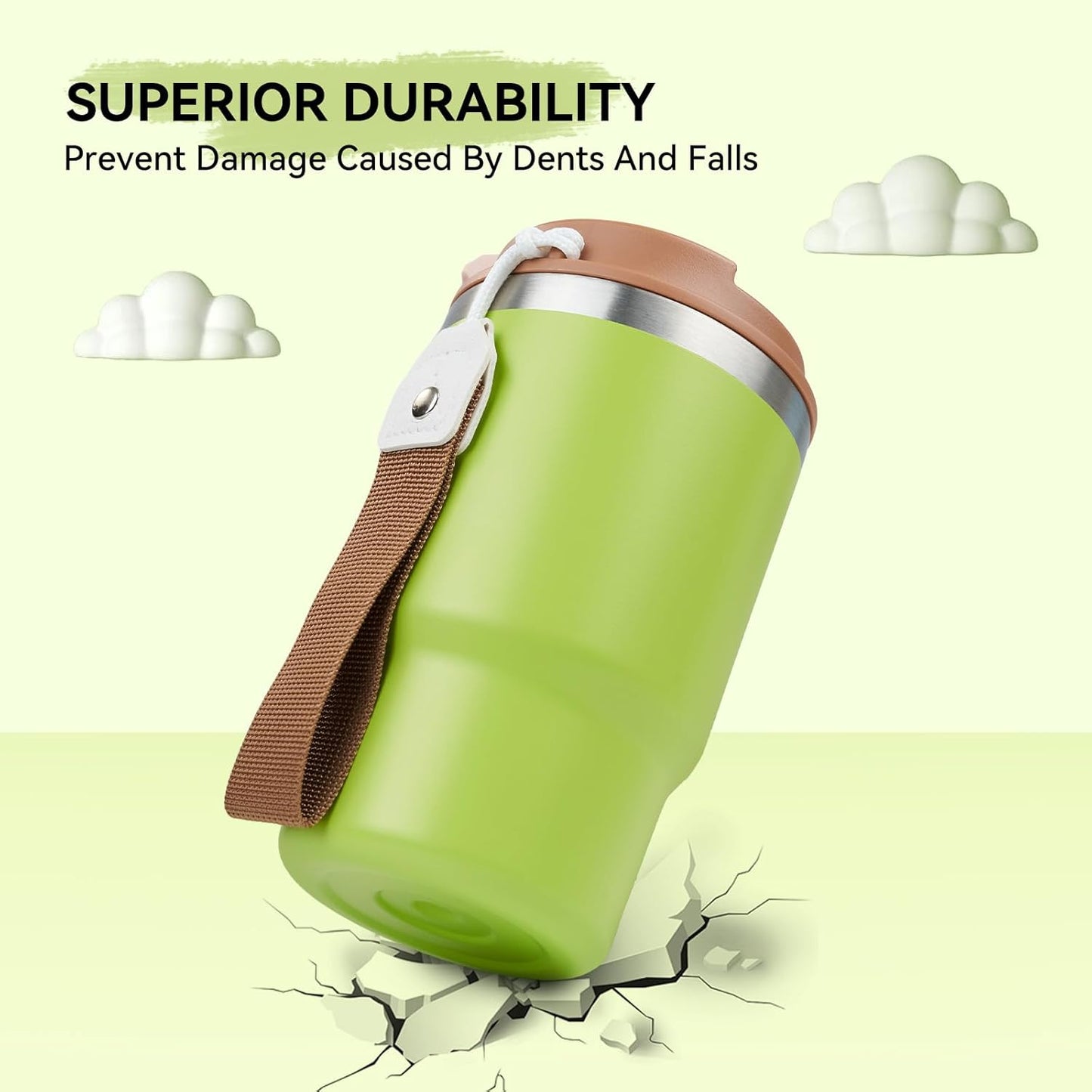 16Oz Coffee Tumbler, Stainless Steel Vacuum Travel Coffee Mug, Leak Proof Double Wall Coffee Mug with Lids for Home, Office, Outdoors, Light Green