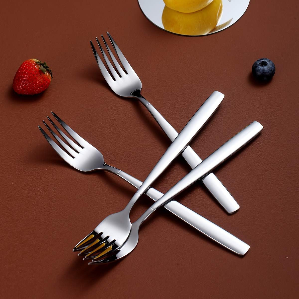 Set of 6 Modern Stainless Steel Dinner Forks and Spoons Silverware