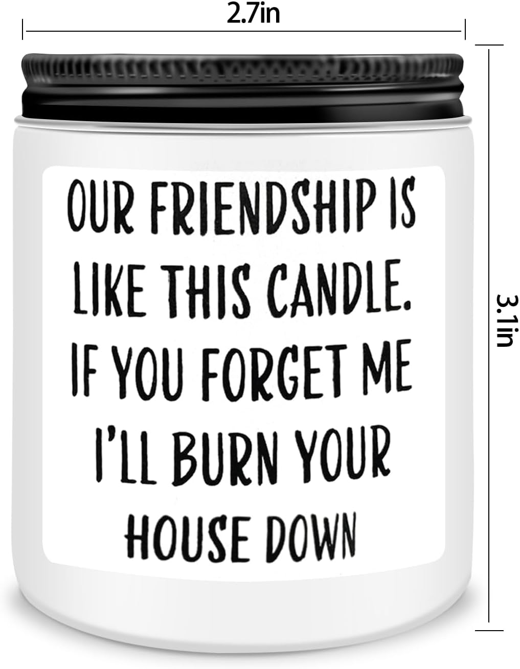Friends Birthday Christmas Gifts for Women, Friend Funny Scented Soy Candles Gift, Our Friendship White Candle Premium Lavender Scent