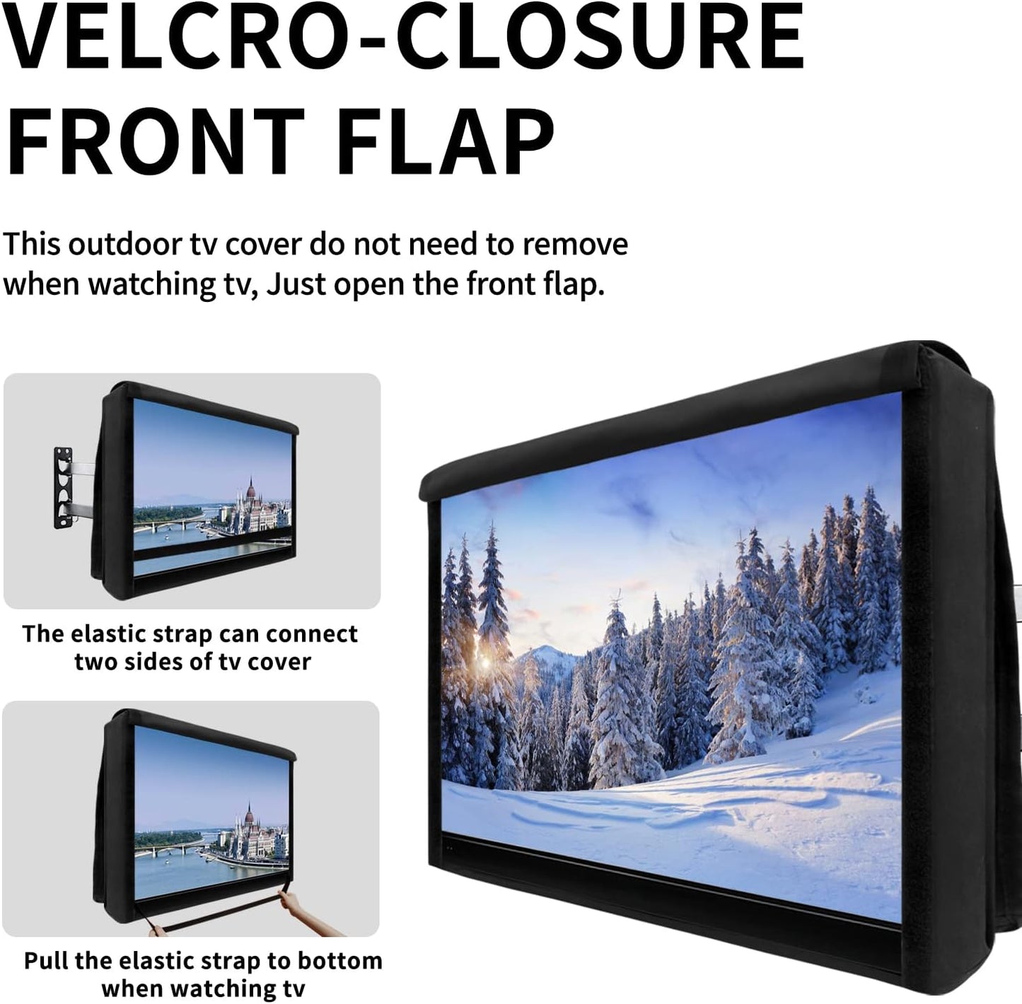 Outdoor TV Cover for 36 to 38 Inch with Openable Front Flap for Watching TV, Convenient Use without Remove, Durable TV Cover with Free Cleaning Cloth