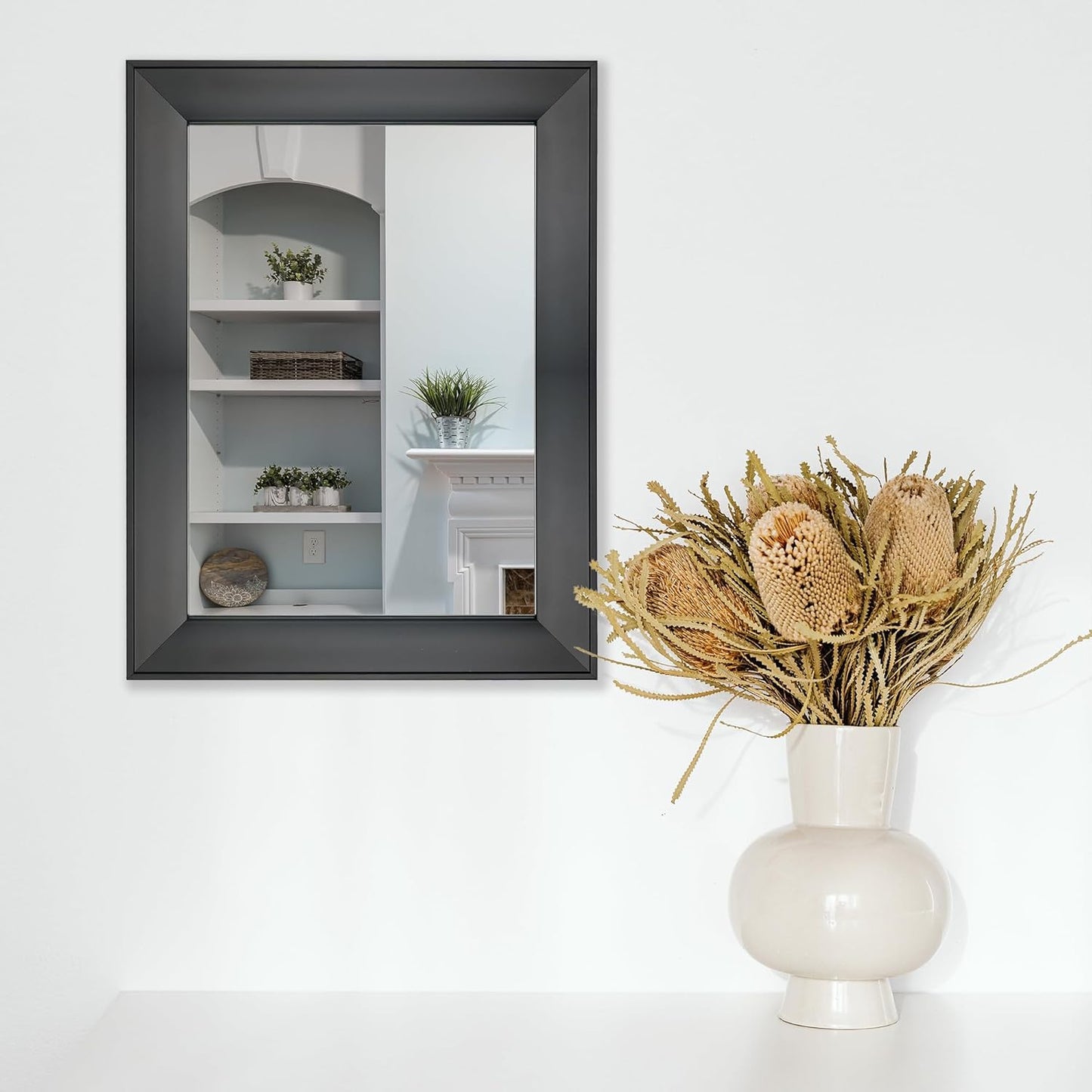 Rectangular Wall Mirror 12" X 16" Framed Mirror for Bathroom, Bedroom, Entryway, Living Room, Black