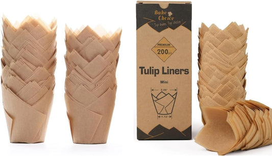 200Pcs Standard Natural Tulip Cupcake Liners and  200Pcs Natural Mini Tulip Cupcake Liners