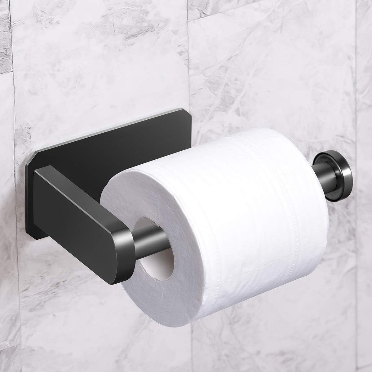 Self Adhesive Toilet Paper Holder Kitchen Washroom Adhesive Toilet Roll Holder No Drilling for Bathroom Stick on Wall Stainless Steel Brushed Black