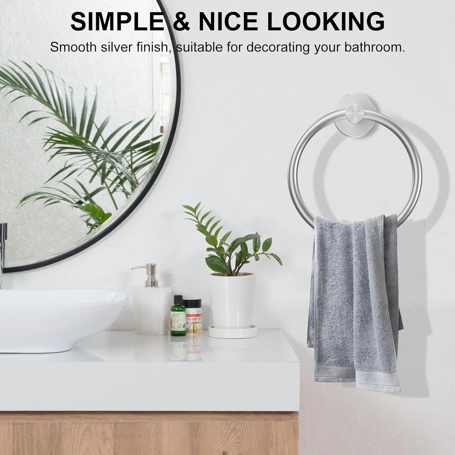 Towel Holder for Bathroom Wall & Toilet Paper Holder Wall Mount Silver Bathroom Toilet Paper Roll Holders 304 Stainless Steel Tissue Holder