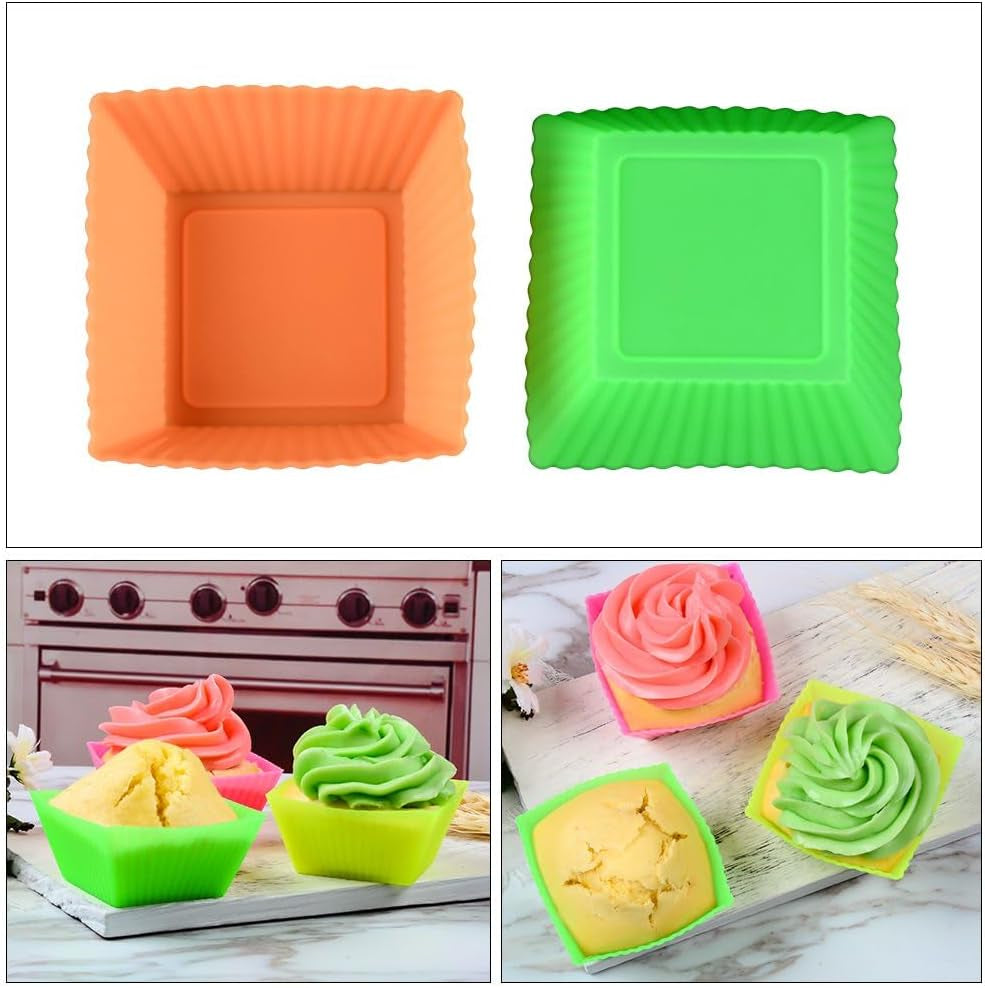 Silicone Baking Cups Cupcake Liners - 24 Pcs Reusable Silicone Molds Including Round, Rectanguar, Square, Flower Food Grade Silicone