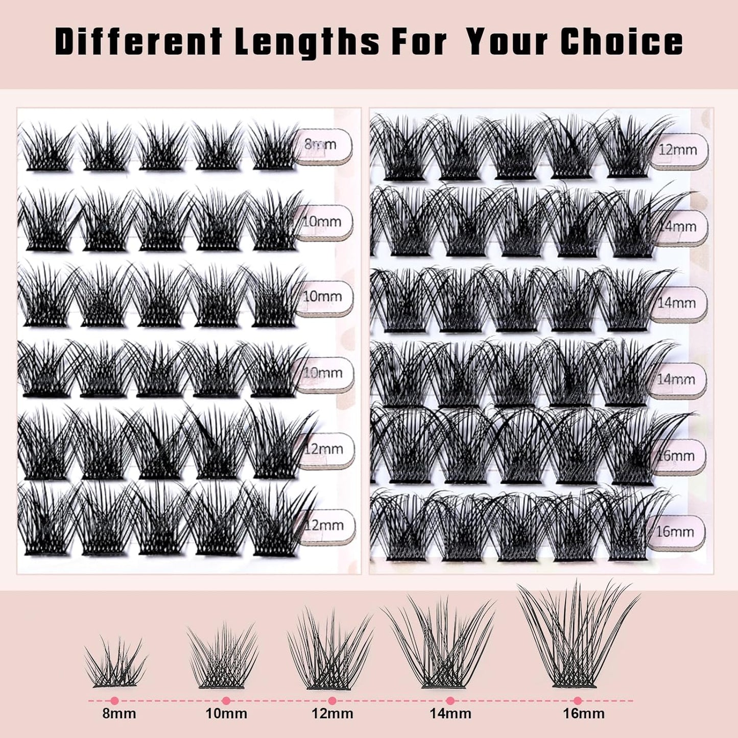Cluster Lashes with Eyelash Applicator, Individual Lashes Natural Look, 40D DIY Eyelash Extensions with Soft Band, 144Pcs D Curl Long Eyelash Clusters(30D 40D, 8-16MIX)