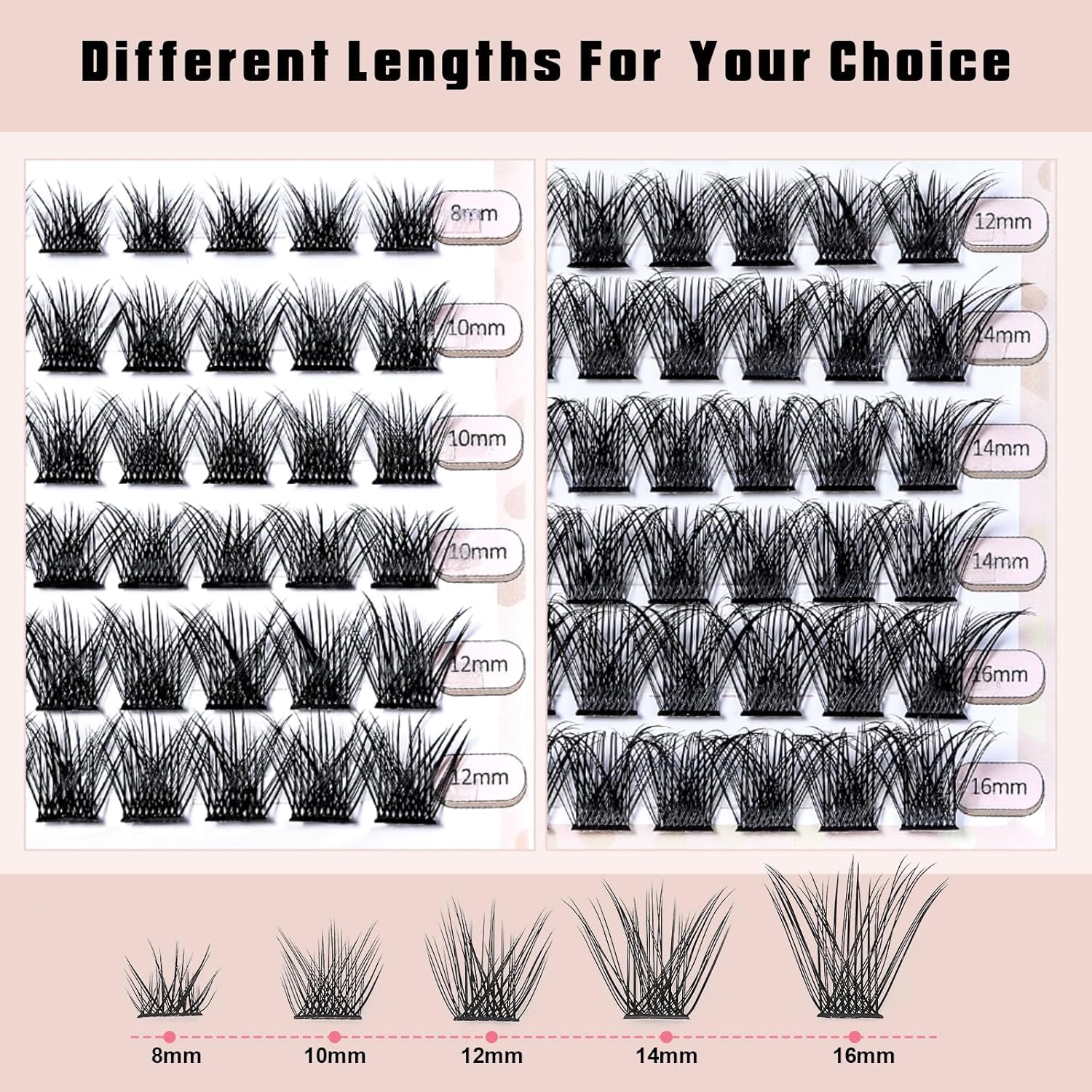 Cluster Lashes with Eyelash Applicator, Individual Lashes Natural Look, 40D DIY Eyelash Extensions with Soft Band, 144Pcs D Curl Long Eyelash Clusters(30D 40D, 8-16MIX)