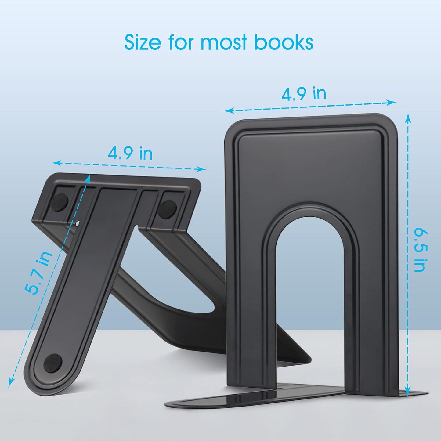 14 Pair Book Ends for Shelves, 28 Pcs Metal Bookends Book Holder for Shelf, Heavy Book Stopper for Desk, Simple Library Office Home Bookend, 4.9 X 5.7 X 6.5 In, Black