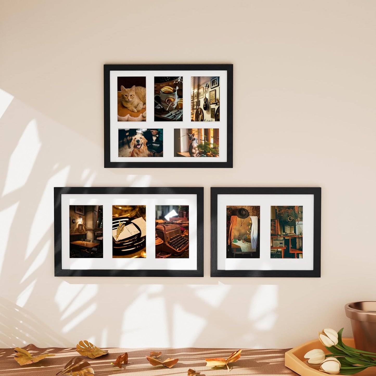 11X14 Collage Picture Frame, Displays 5Pcs 4X6 Pictures with Mat or 1Pcs 11X14 without Mat for Wall Mounting, Picture Frames Collage Wall Decor in Black, 1 Pack