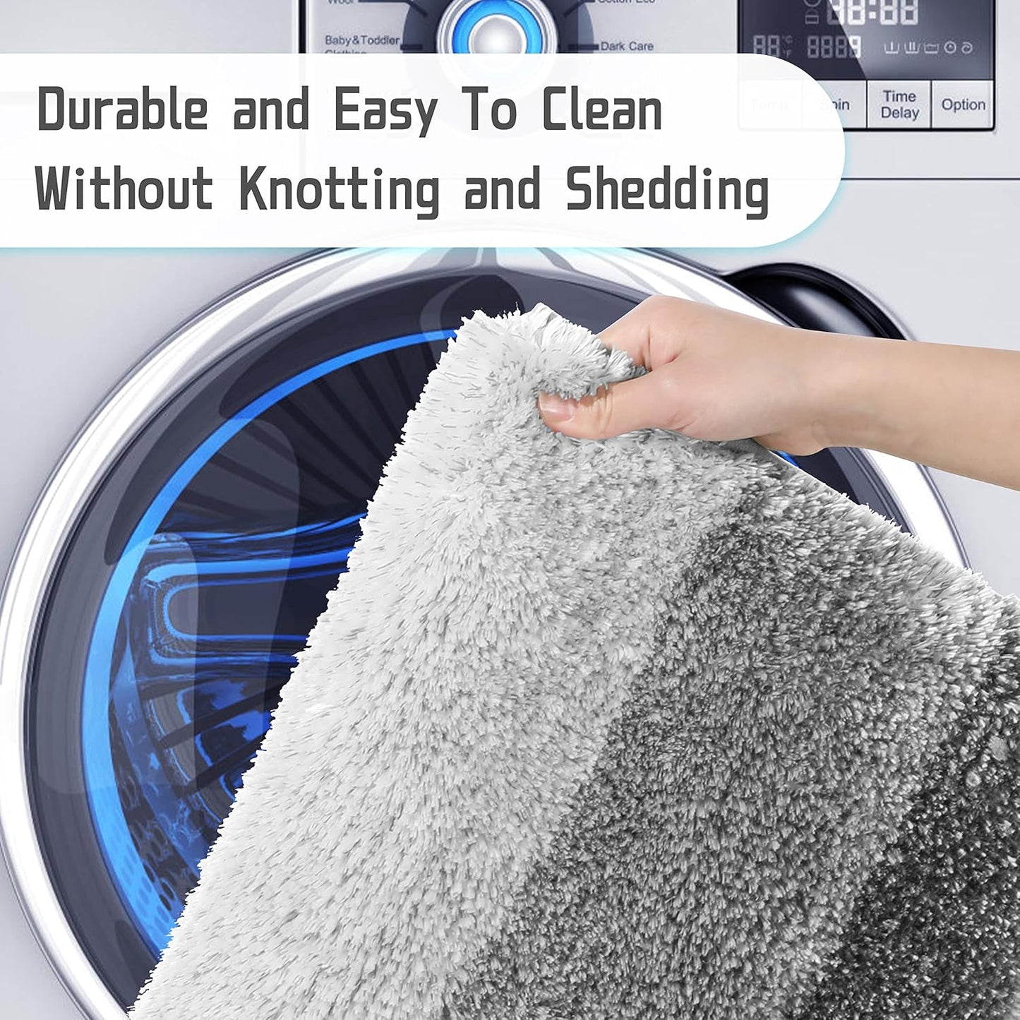 Luxury Bathroom Rugs Sets 2 Piece, Fluffy Soft Comfortable Absorbent Microfiber Bath Mat Set, Extra Plush Thick Non Slip Shaggy Shower Rug, Machine Wash, 32X20+24X17 Inch, Light Gray