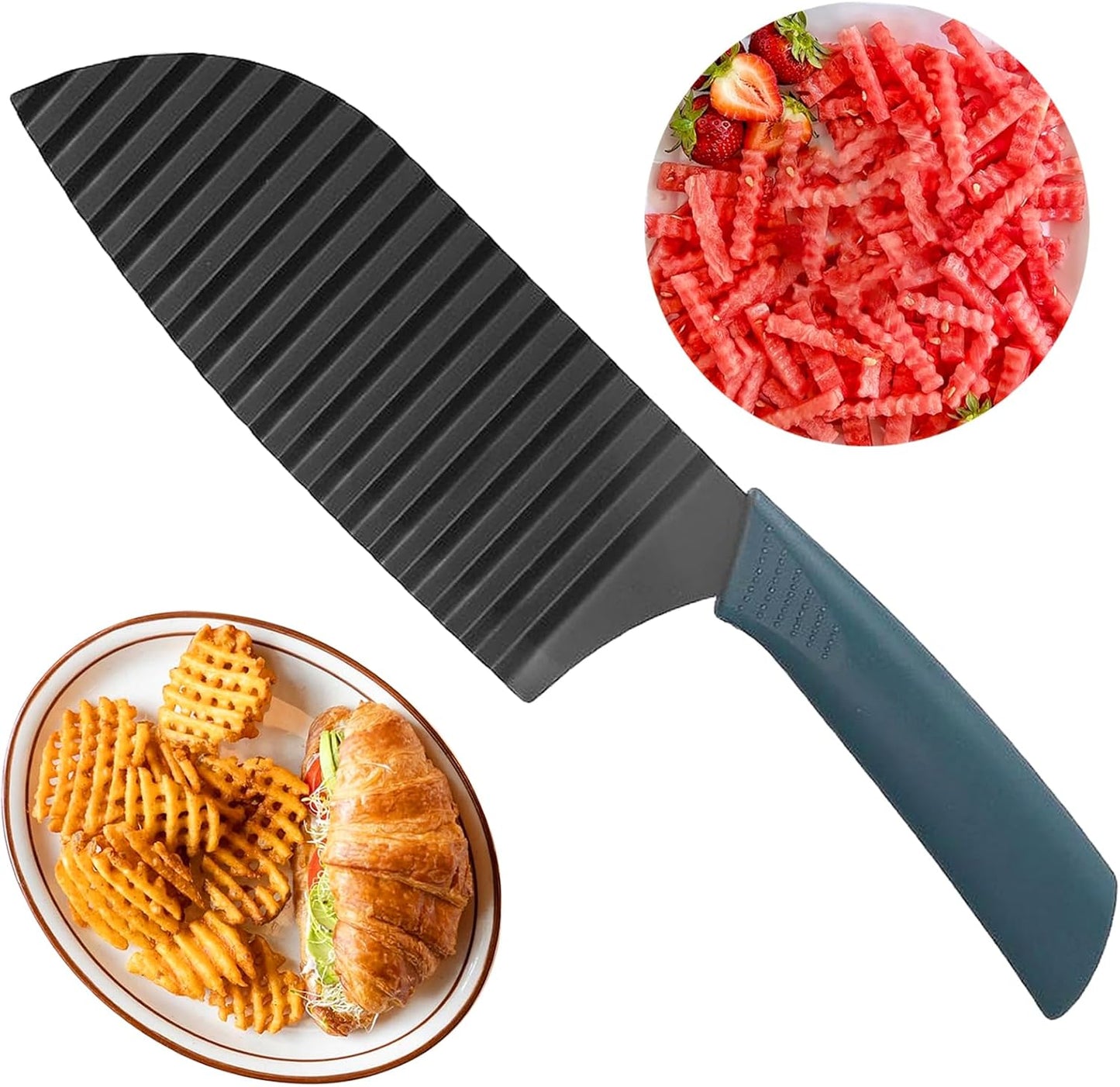 Crinkle Cutter Wavy Slicer for Veggies, French Fry Cutter, Stainless Steel Potato Slicer Wavy Chopper,Vegetable Crinkle Cutting Onion Chopping Tool for Fancy Edges for Cucumber, Kitchen Gadgets