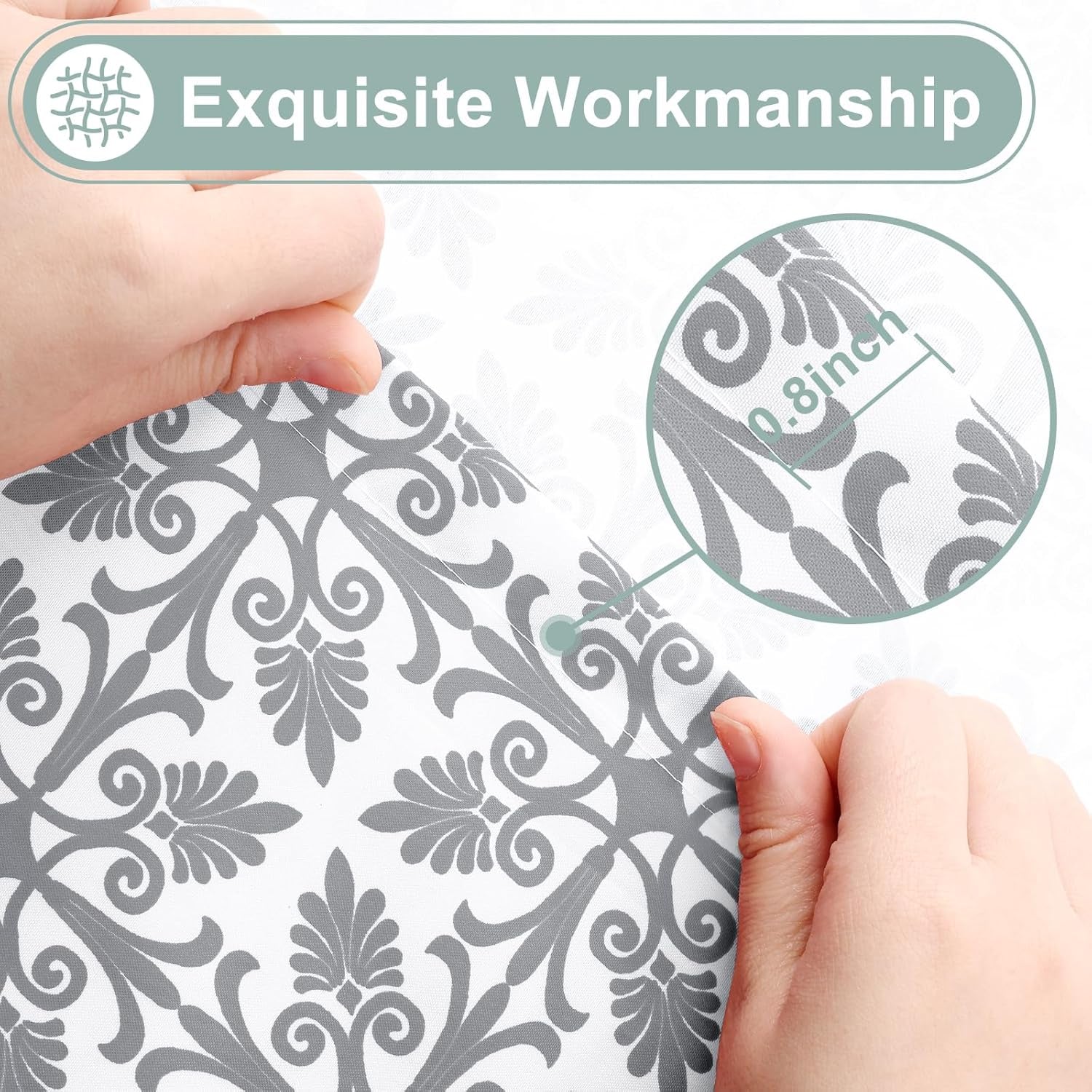 2 Pack 6 Foot Rectangle Picnic Tablecloth, Elastic Fitted Waterproof Table Cover, Windproof Washable Polyester Table Cloth for Camping, Indoor and Outdoor (Grey, 30" X 72")