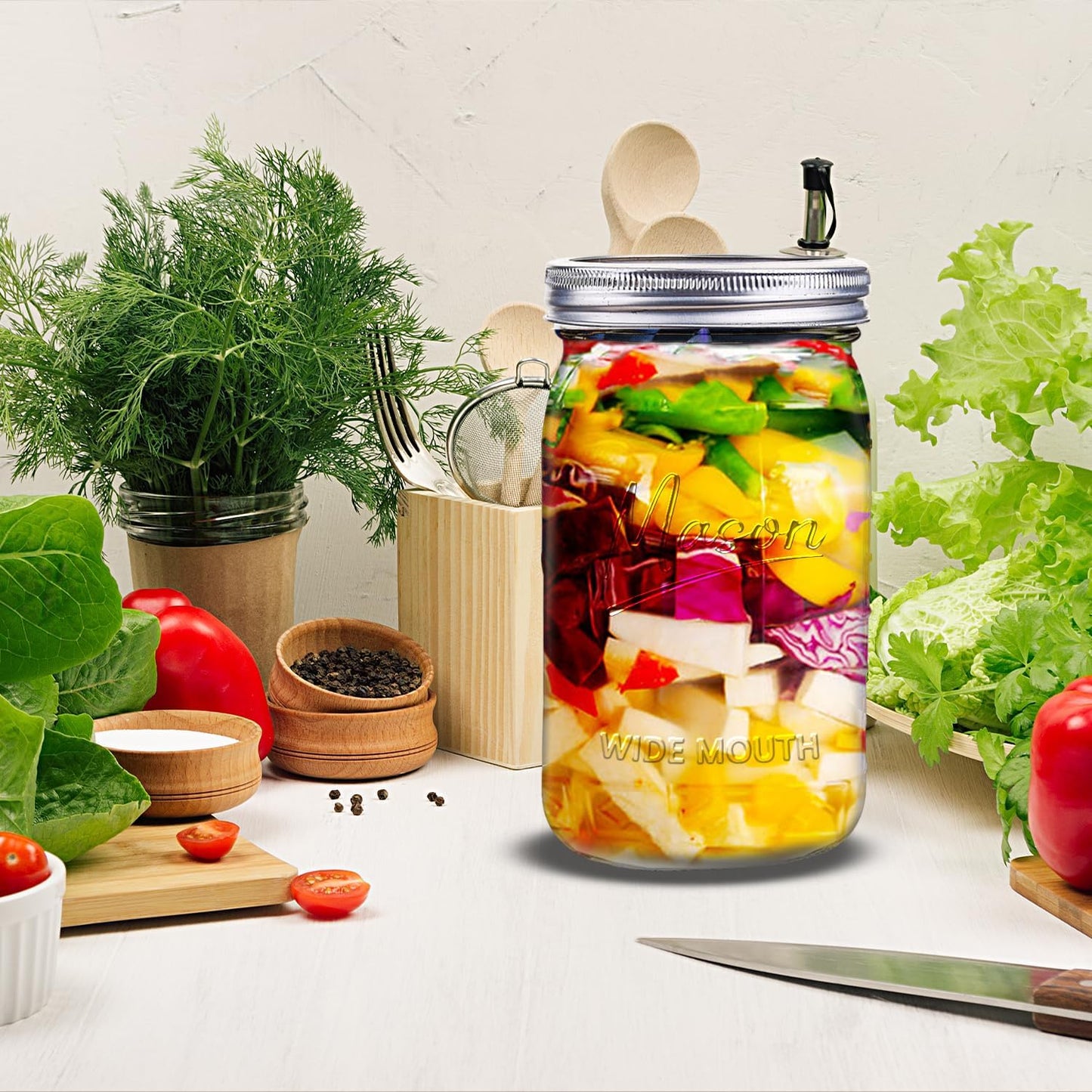 Mason Jars 32 Oz,12 Pack Quart Wide Mouth Mason Jar with Airtight Lids,Glass Canning Jars for Fermenting, Pickling,Meal Prep,Overnight Oats & Centerpieces