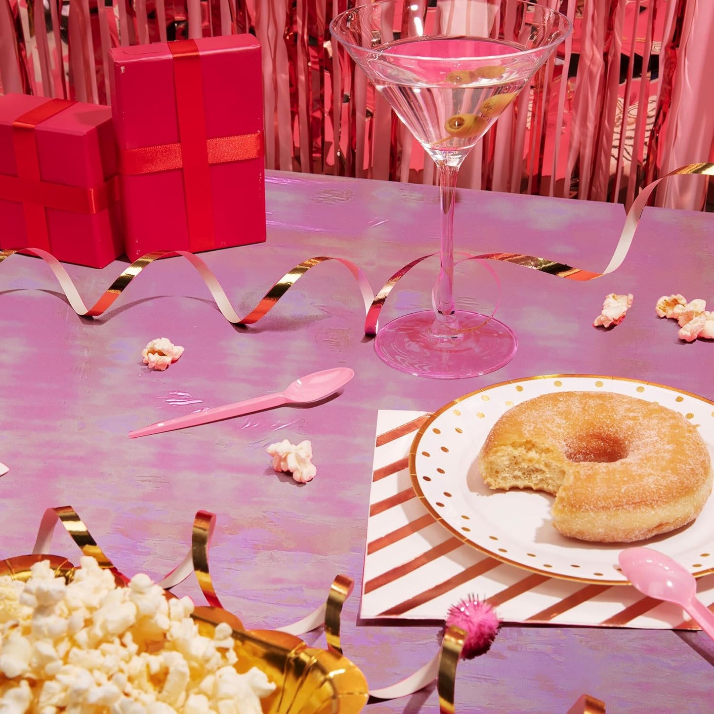 Set of 2 Pink Iridescent Disposable Tablecloths - 40 x 108 Inches Shiny Holographic Covers for Party, Wedding, and Banquet Decorations