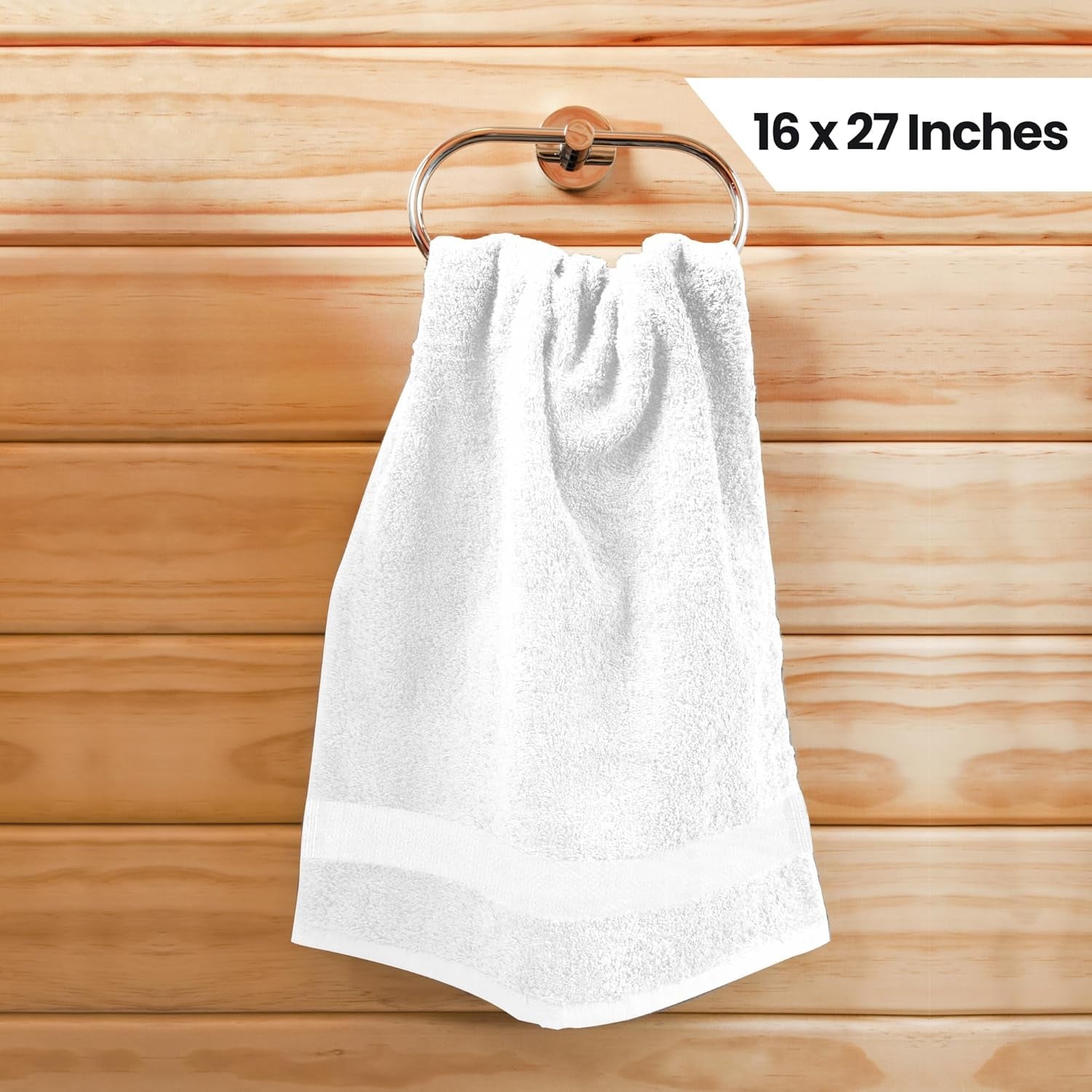 , Salon Towel, Pack of 24, 16 by 27 Inches, Highly Absorbent Cotton Towels for Hand, Gym, Beauty, Spa, and Home Hair Care, White