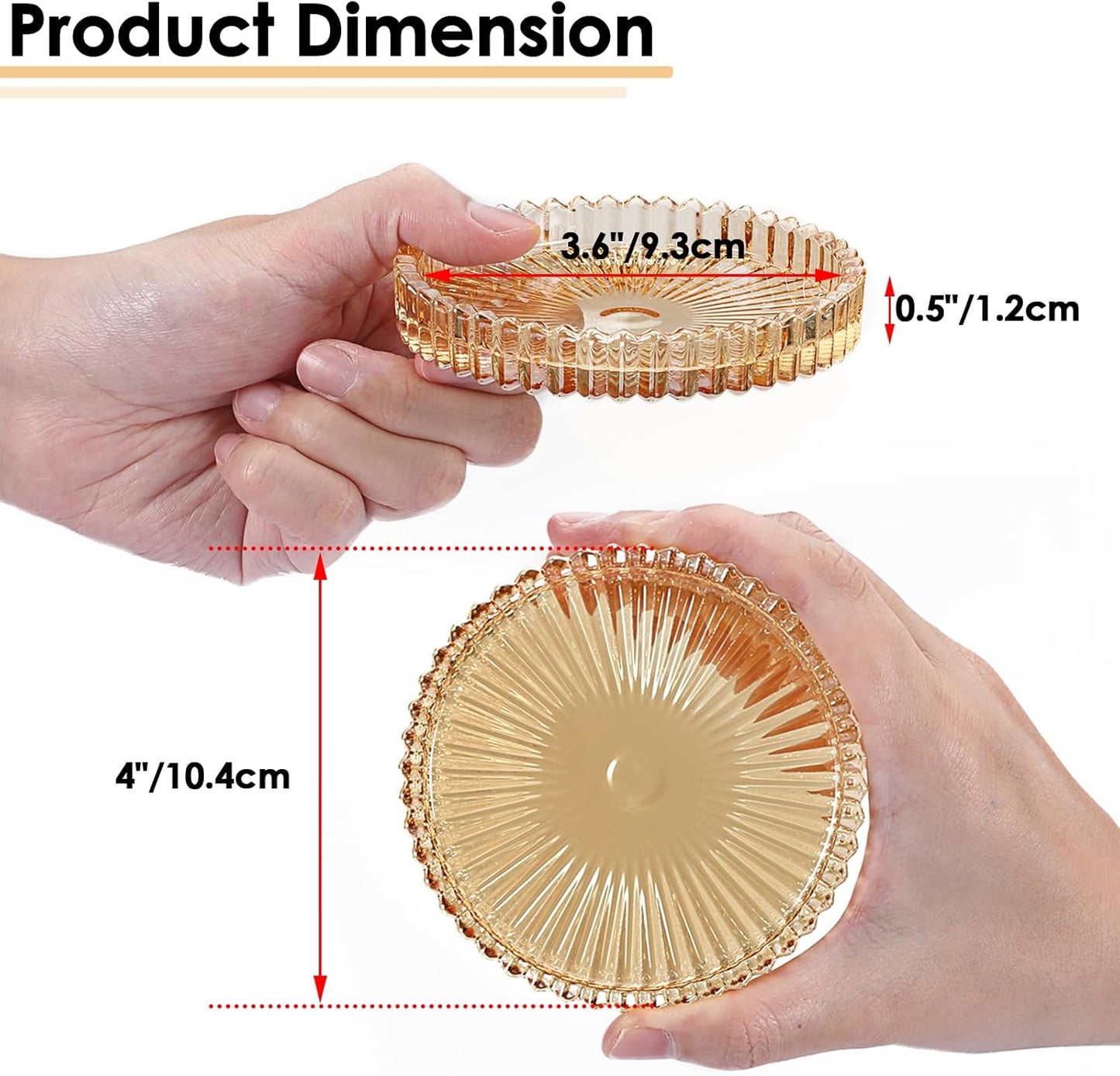 Amber Glass Coaster Set of 8 - Elegant Round Coasters for Drinks, Ideal for Coffee Tables, Offices, Kitchens, Bars, Dining Rooms, Living Rooms, and Patios