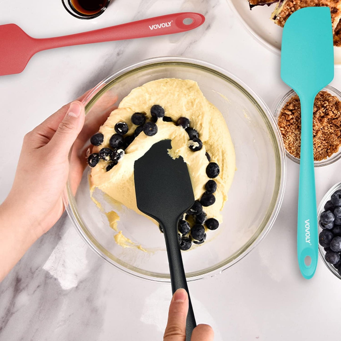 Silicone Spatula for Kitchen, 600°F Heat Resistant Spatulas for Baking, Cooking, Scraping,And Mixing, Non Stick Kitchen Utensils, BPA Free, 11.2 IN, 3 Pack, Black