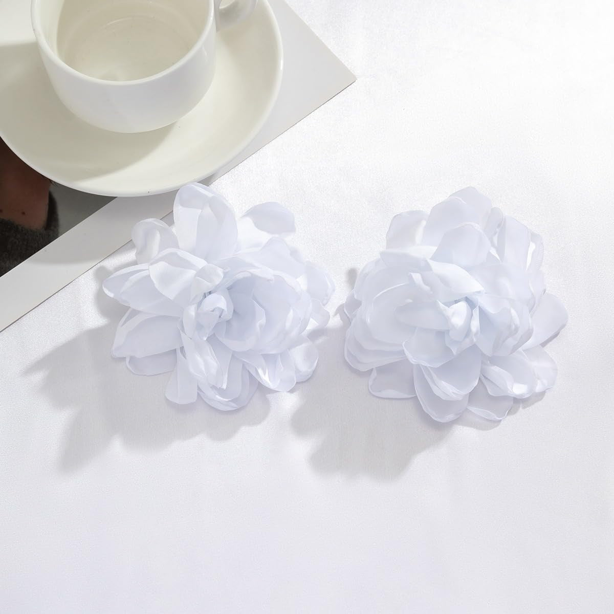 Statement Flower Earrings for Women, Unique Boho Silk Long Dangle Earrings for Girls Fun Trendy Long Dangling Drop Floral Earrings for Party Christmas Halloween Vocal Concert