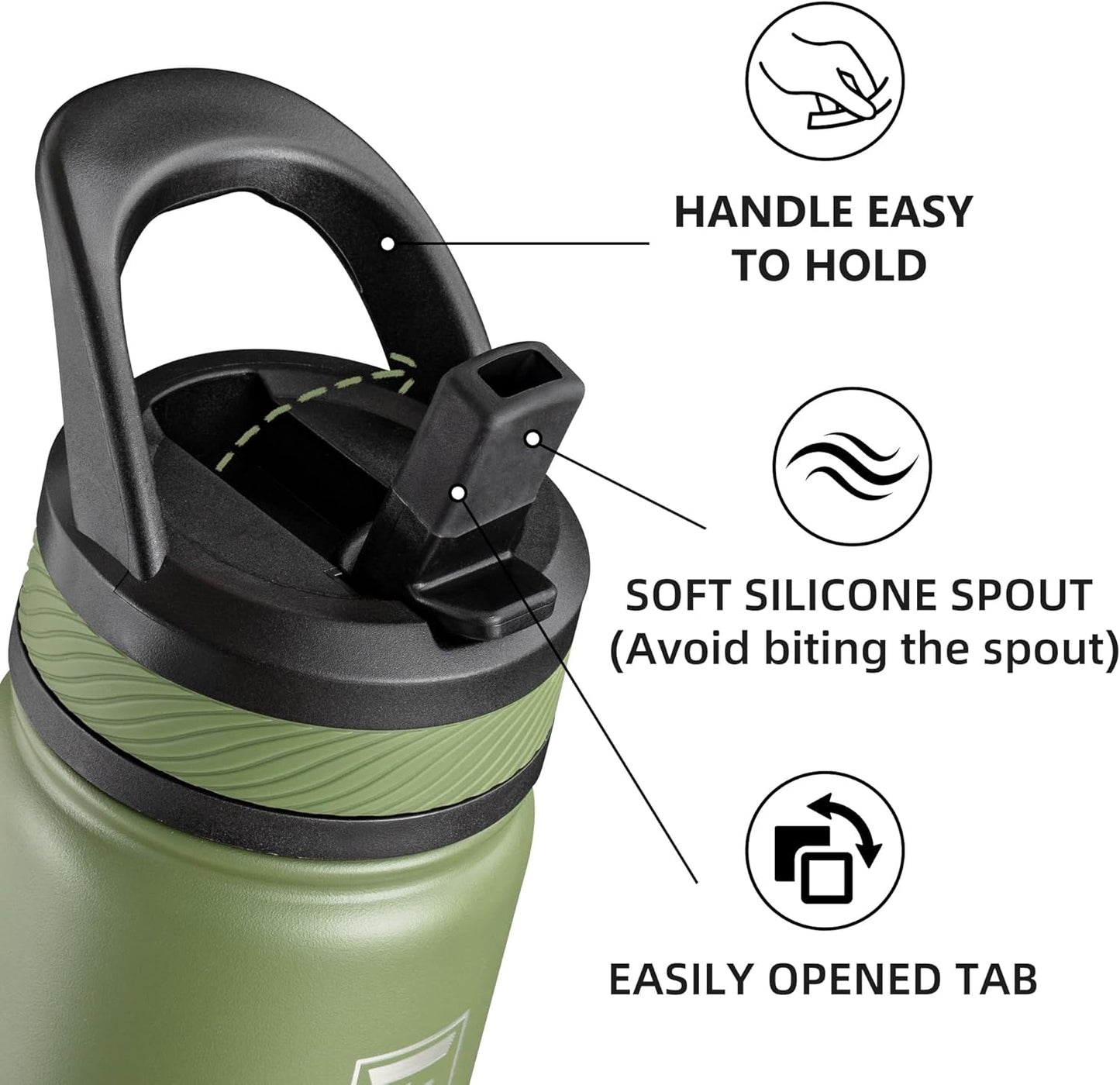 14 Oz Kids Insulated Water Bottle with Straw Lid – Stainless Steel Double Wall Vacuum, Leak-Proof, Bpa-Free Water Bottles for School Boys & Girls(Olive Green)