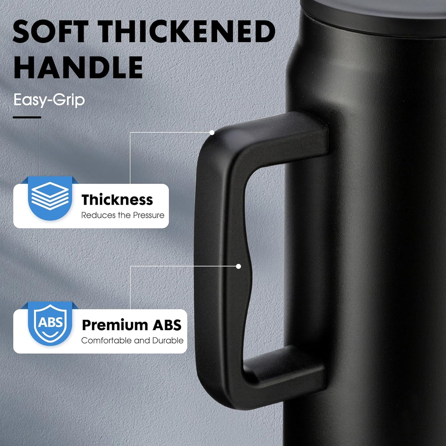 50 Oz Tumbler with Handle, Vacuum Insulated Water Bottle with Lid and Straw, Stainless Steel Double Wall Travel Jug Coffee Mug, Keep Cold for 36H, 100% Leak-Proof, Non-Slip Base - Azure