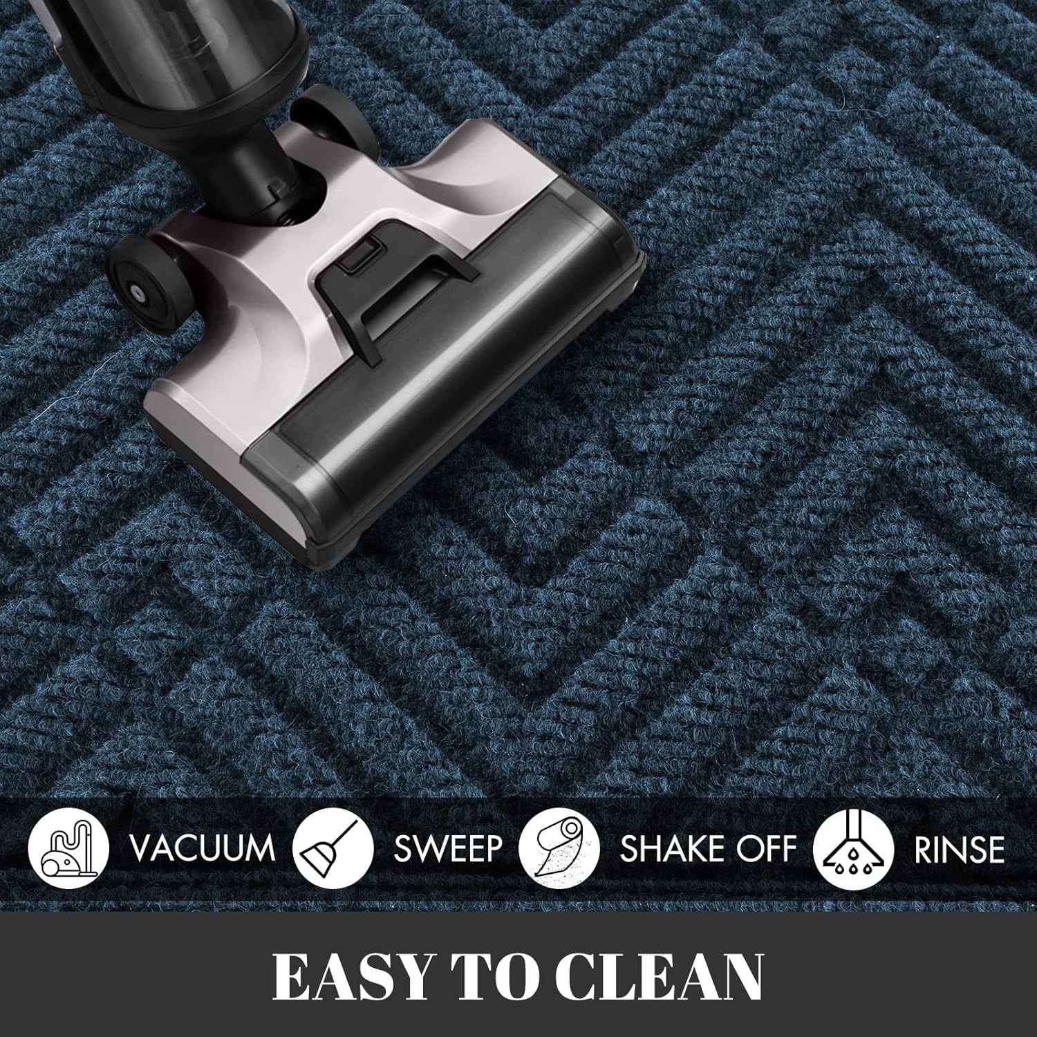 Door Mat Outdoor Entrance with Water Freeing Port, Heavy Duty Sturdy Non Slip Front Doormat Outdoor Indoor for Home Entranway, Patio Entrance Mat, Natural Rubber Backing, 29.5 X 17 Inch, Blue