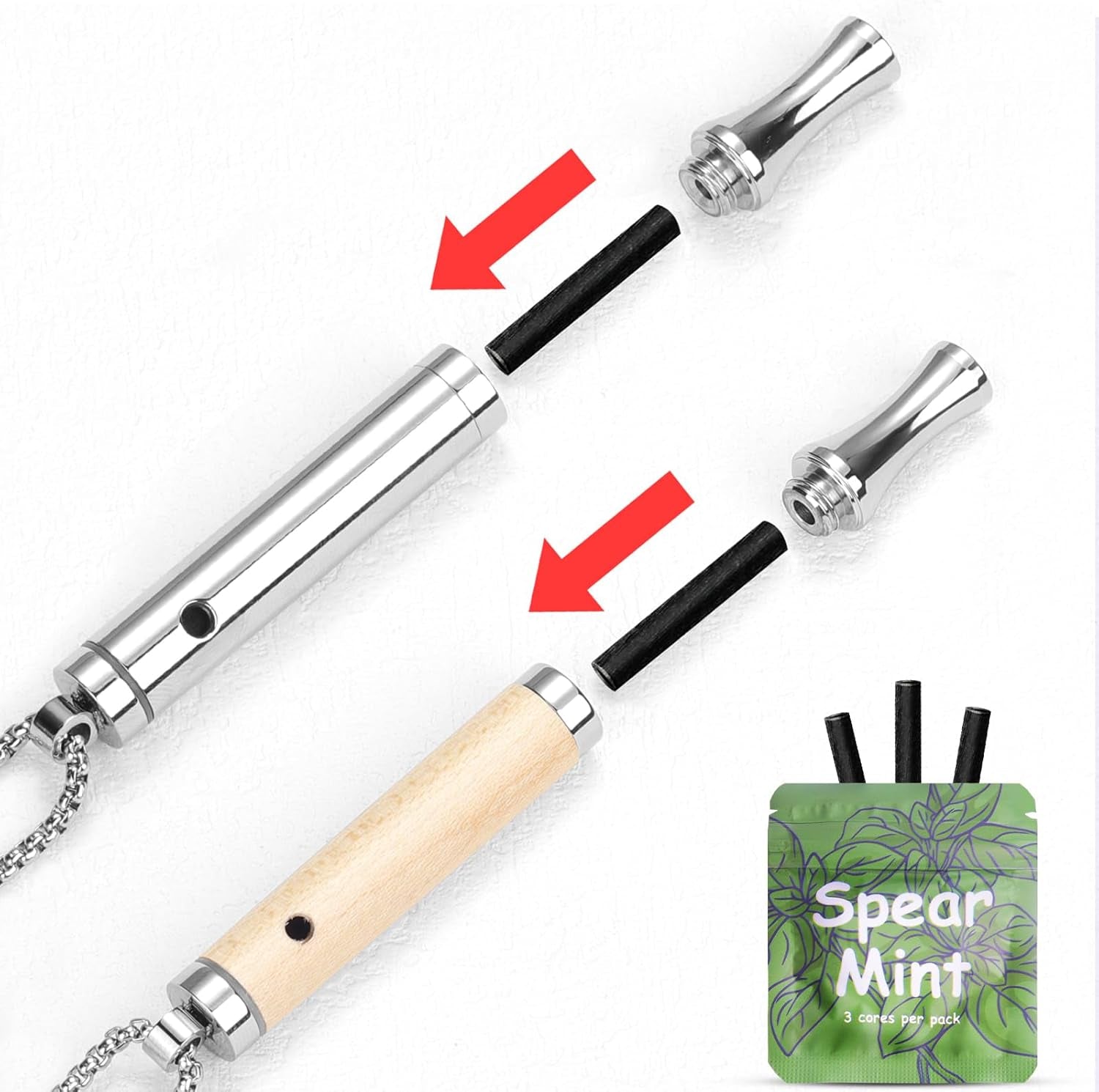 Quit Smoking Breathing Necklace for Adults - Flavored Stress Breathing Necklace Stop Smoking for Women - Fidget Breathlink for Men Meditation Breathe Anxiety Whistle Necklaces Shift Breathlace