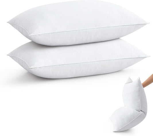 ® Goose Feather down Pillows King Size Set of 2, Soft Fluffy Luxury Hotel Collection Bed Pillow for Back, Stomach or Side Sleeper.