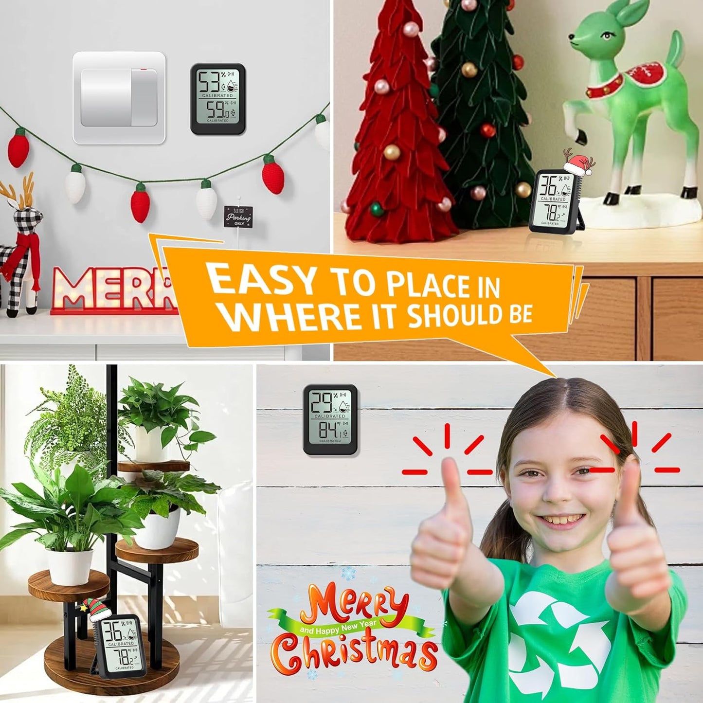 3 Pack Room Thermometer Indoor Hygrometer for Home, Digital Sensor Mini Humidity Gauge Meter, Temperature Humidity Monitor for Bedroom, Pet, Plant - Battery Included