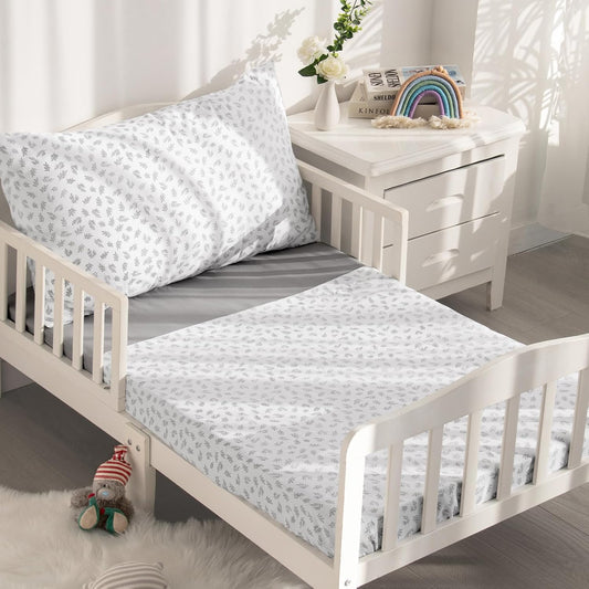 Toddler Sheet Set, Grey & Leaf
