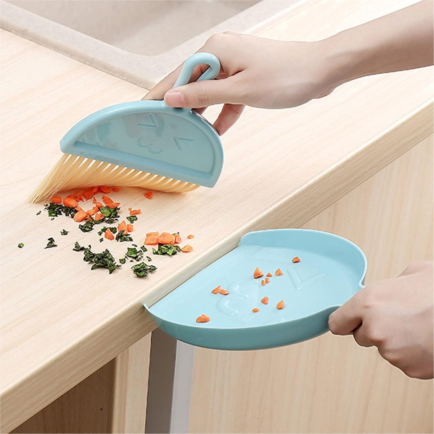 3PCS Mini Broom and Dustpan Set for Home, Car, Kitchen, Table, Kids - Durable Plastic Bristles, Handheld, Hangable, 3 Colors