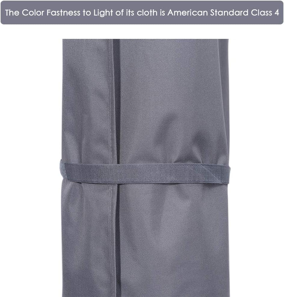 Premium Waterproof Patio Umbrella Cover with Rod for 7 to 11 Ft and 15 Ft Double-Sided Umbrellas, 600D Fabric, Gray with Zipper