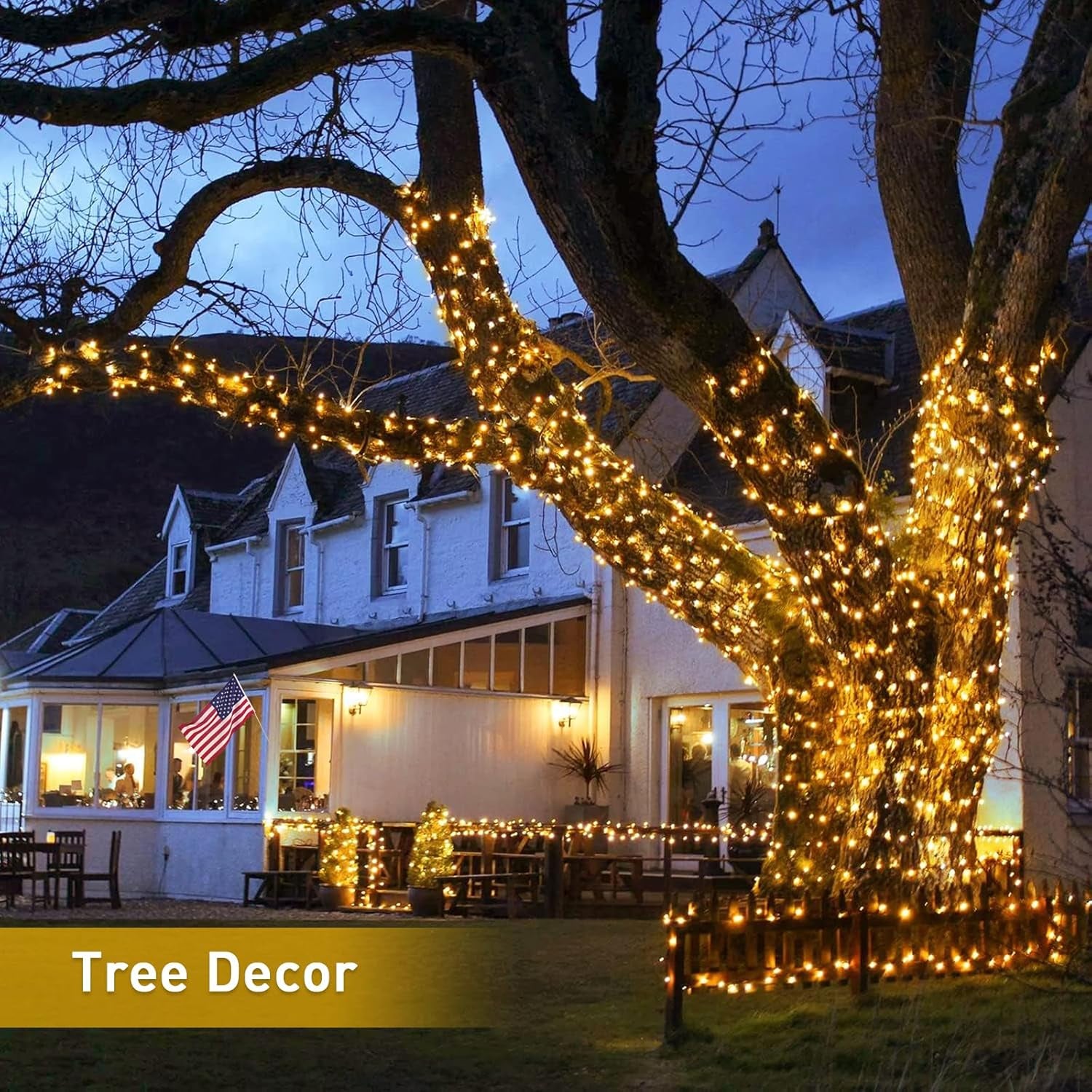 2 Pack Solar String Lights Outdoor Waterproof - Total 400 LED 151FT Solar Christmas Lights Outdoor, 8 Modes Warm White String Light for outside Patio Yard Tree Garden Christmas Decorations