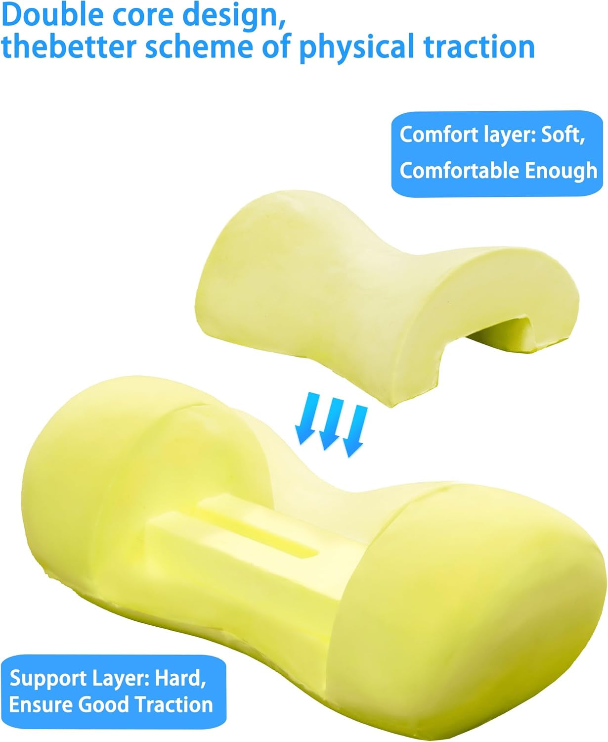 Neck Support Pillow - Cervical Traction Device for Neck Pain Relief and Muscle Therapy - Memory Foam Neck Roll Pillow for Shoulder Pain Relaxation