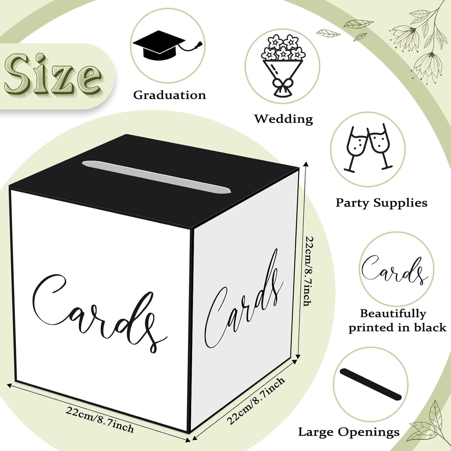 White and Black Card Box for Parties, Weddings, Birthdays, Bridal & Baby Showers, Anniversaries, Graduations & Retirements Party Decorations – Cards, Raffle, Wishes & Money Card Boxes